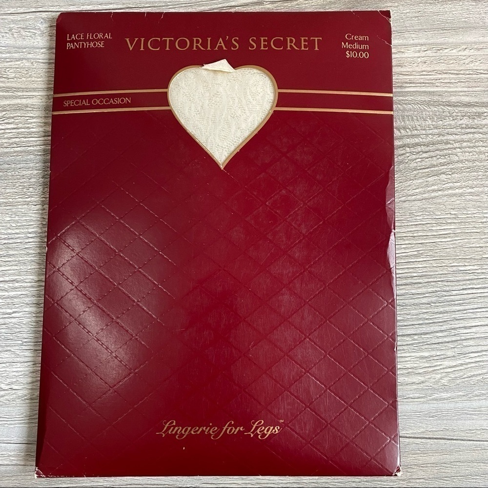 Vintage Victoria secret lace floral pantyhose cream size medium special occasion